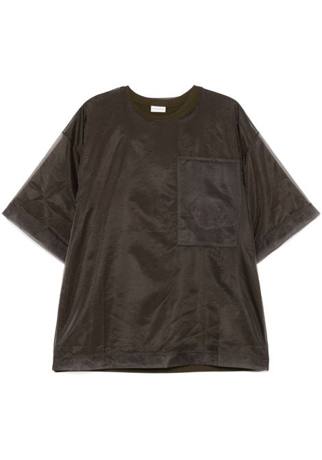 T-shirt semi-trasparente a strati heaton in verde Dries van noten - uomo